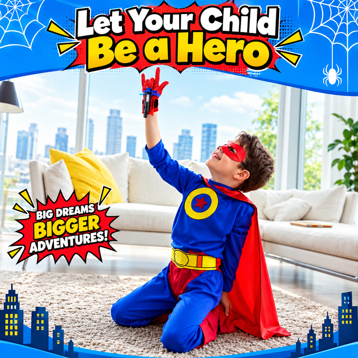 Kids Web Shooter Wrist Launcher Toy | Hero Role Play Glove Set with Soft Darts