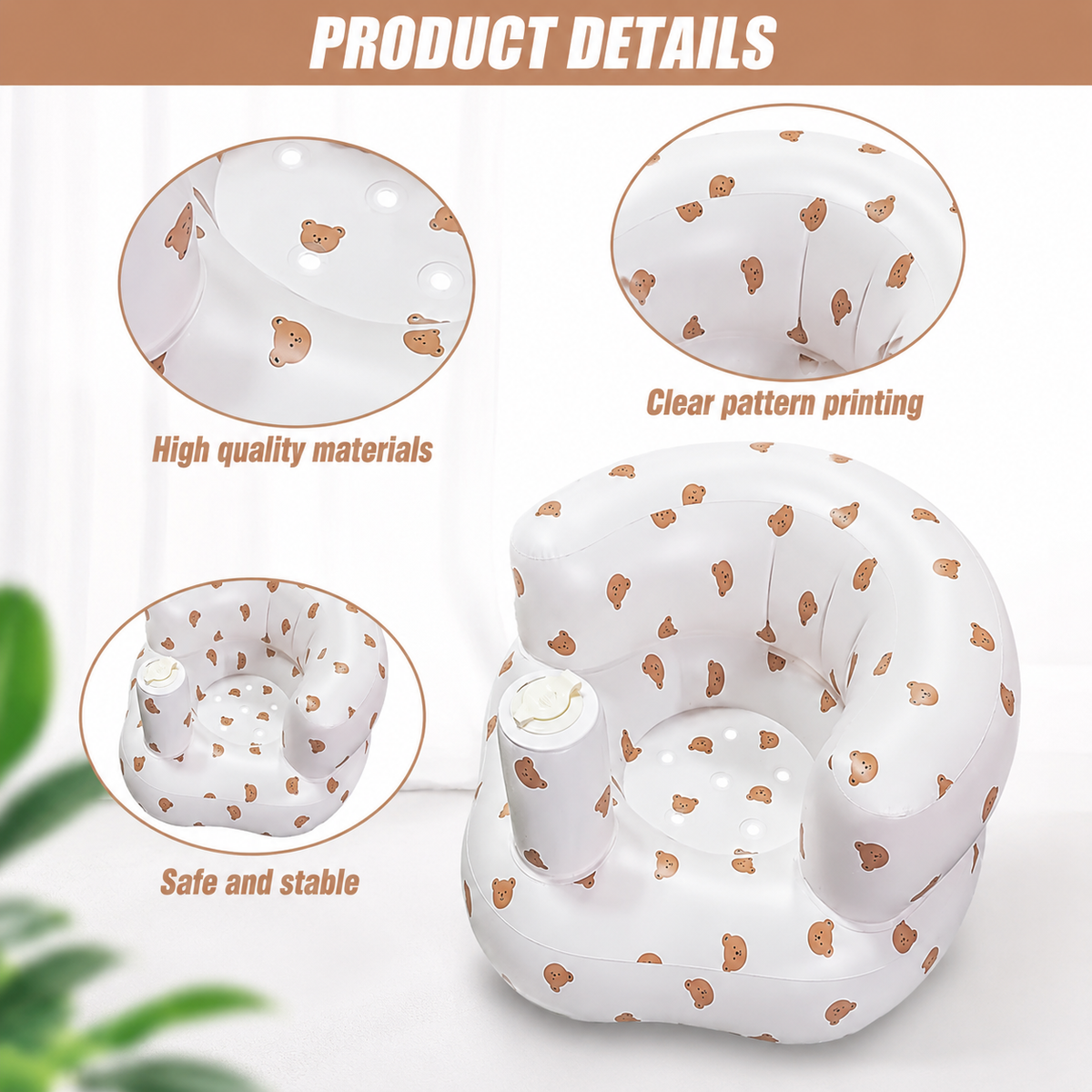 Inflatable Baby Support Chair — Built-In Air Pump