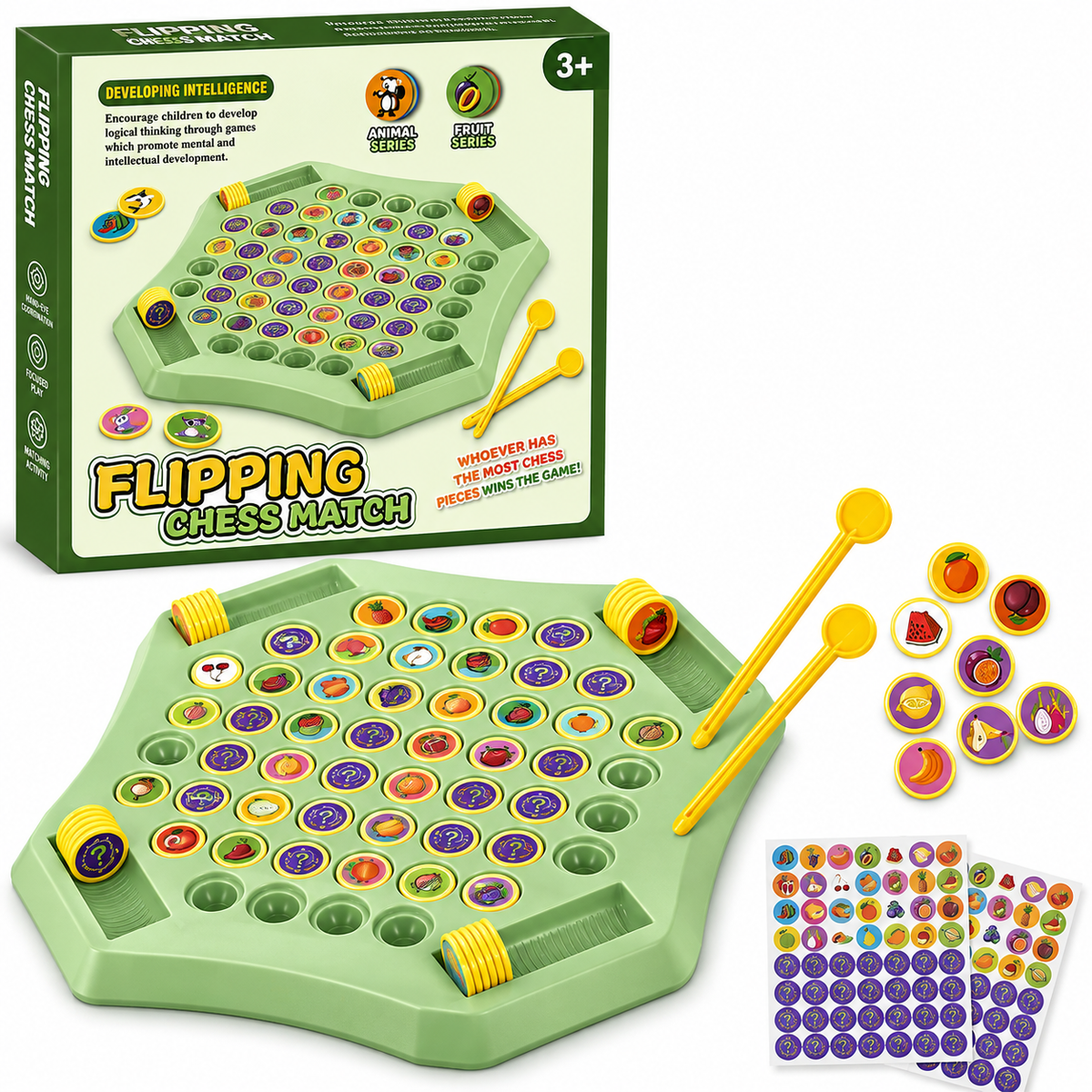 Flipping Memory Chess Game — Brain Booster Board Game for 2-4 Players