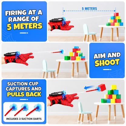 Kids Web Shooter Wrist Launcher Toy | Hero Role Play Glove Set with Soft Darts