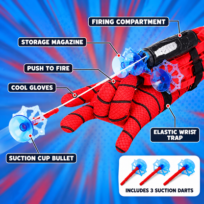 Kids Web Shooter Wrist Launcher Toy | Hero Role Play Glove Set with Soft Darts