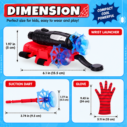 Kids Web Shooter Wrist Launcher Toy | Hero Role Play Glove Set with Soft Darts