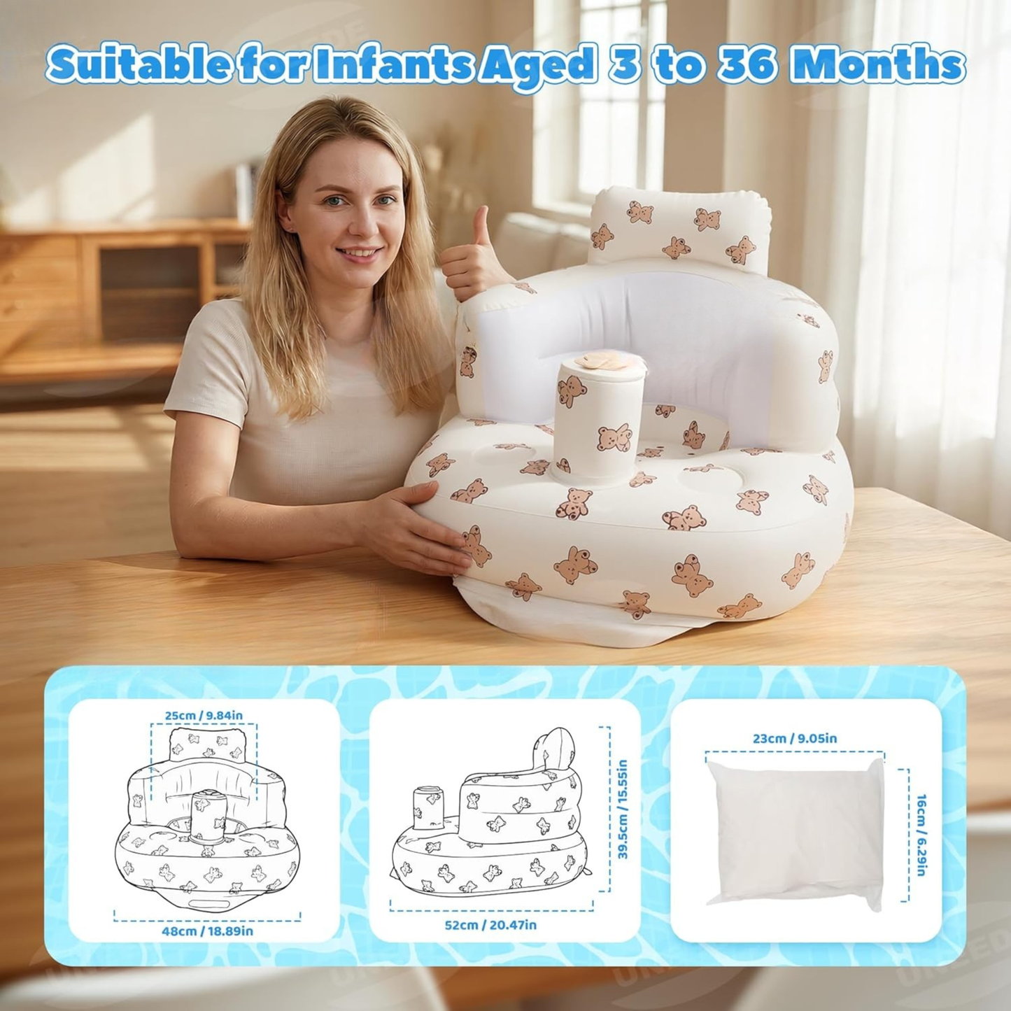 👶 Inflatable Baby Chair with Built-In Air Pump