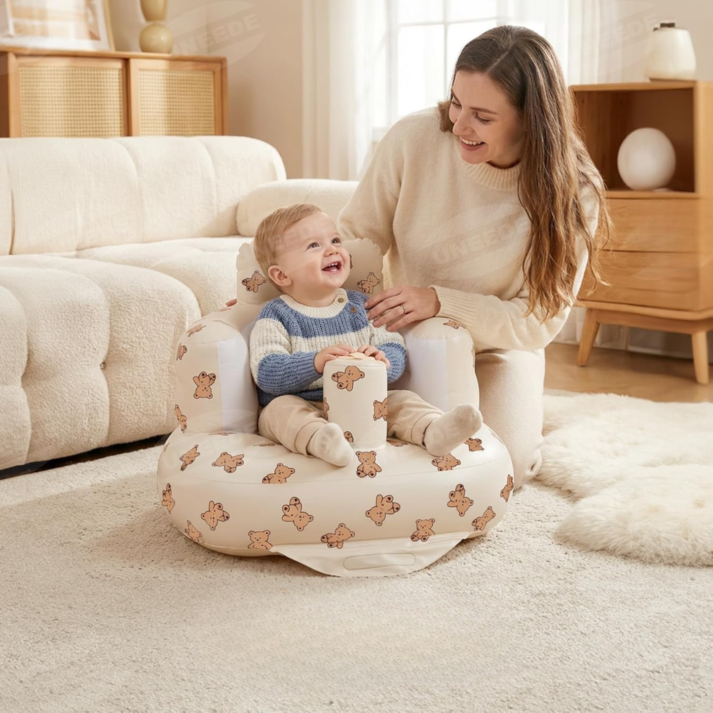 👶 Inflatable Baby Chair with Built-In Air Pump