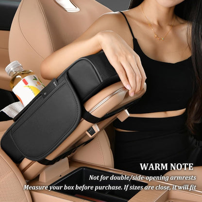 Car Armrest Pad | 5-in-1 Center Console Cover | PU Leather | Cup Holder | Phone Holder | Storage Bag