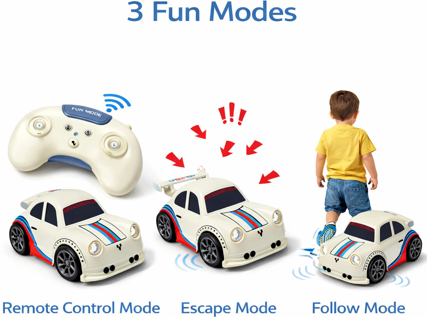 ⚡ Mini RC Drift Car – 3 Smart Modes | Remote + Follow + Escape | Kids Gift